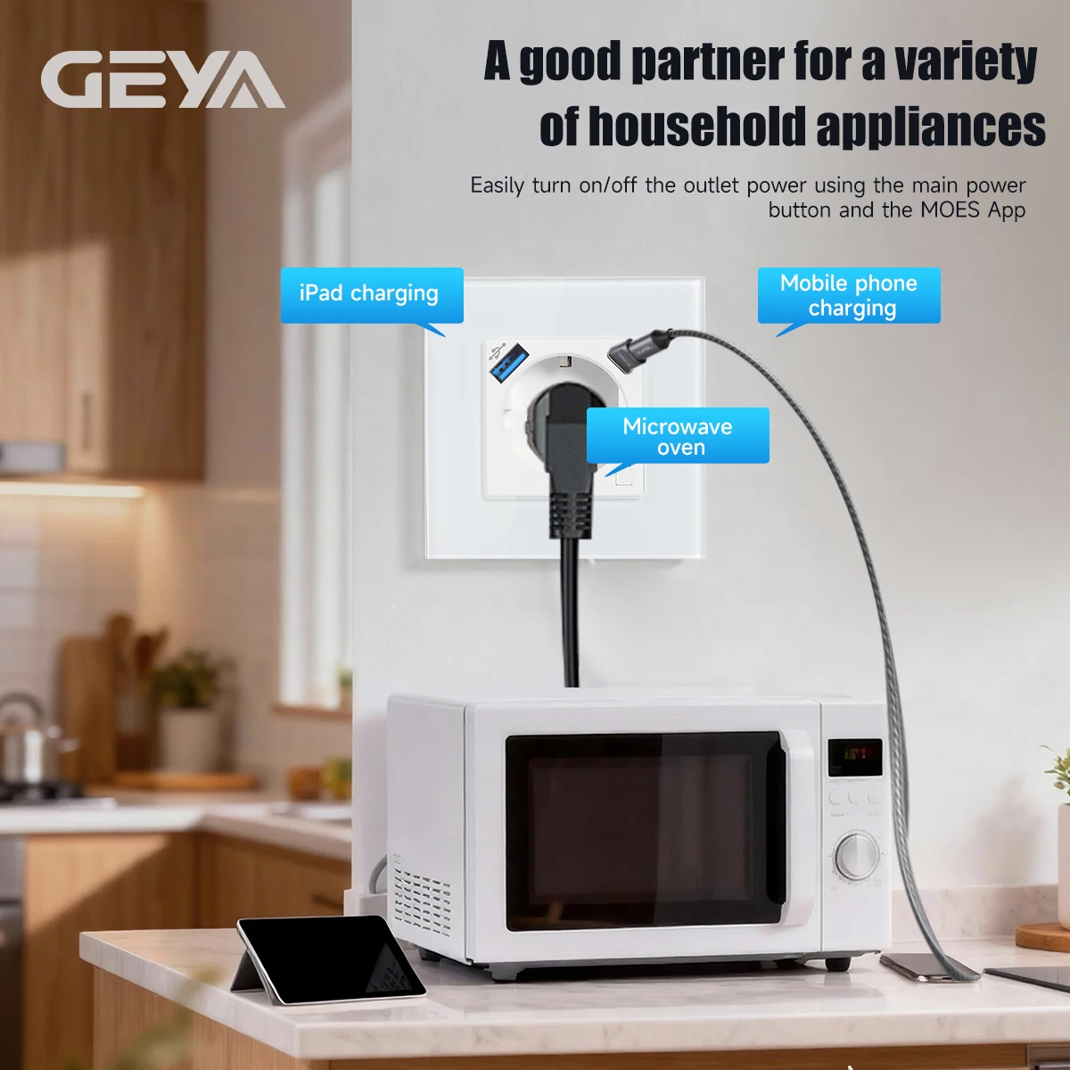 GEYA Wifi EU Socket With 20W Type-C USB Interface Fast Charging Ports Smart Sockets Support Tuya Smart Life Alexa App 16A - view 3