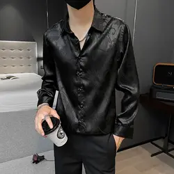 Korean Fashion Casual Loose Solid Shirts Temperament Man Simplicity Turn-down Collar Handsome Spring Summer Thin Men's Clothing
