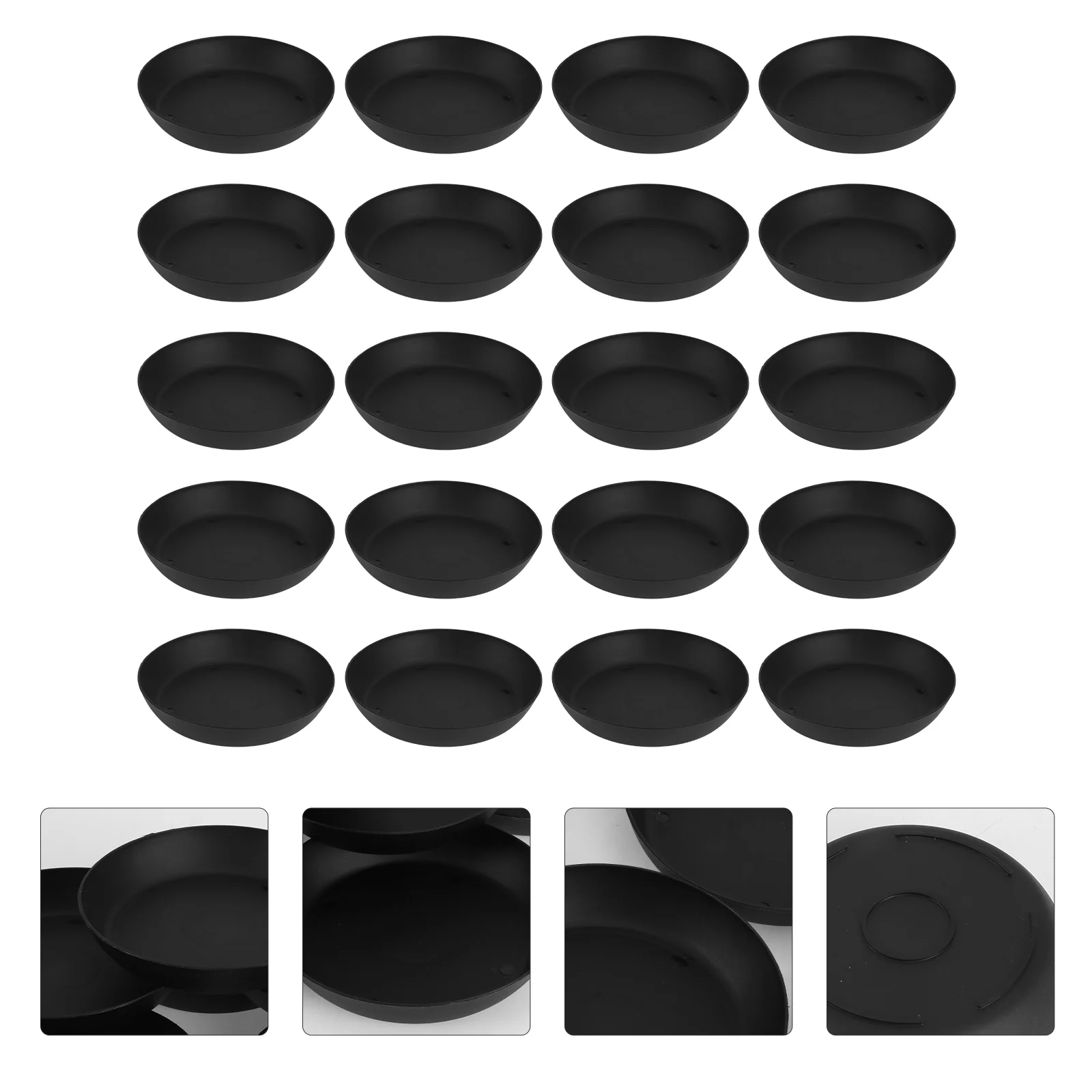 20 Pcs Small Plant Pots Saucer Succulent Plants Flower Tray Household Ceramics Black