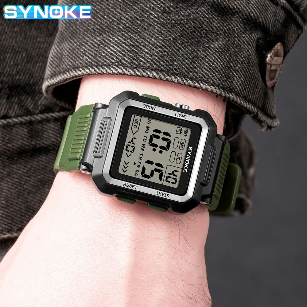 SYNOKE Student Digitale Horloges Heren Sport Lichtgevende Chronograaf Waterdicht Dame Elektronische Militaire Polshorloge Relogio Masculino