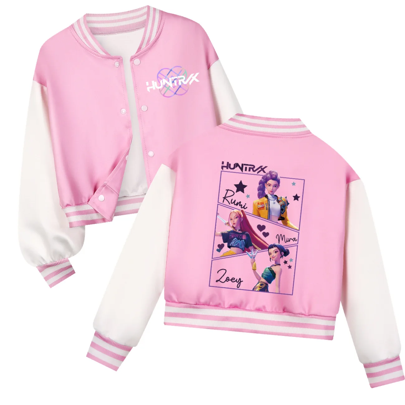 KPop Demon Hunters Kids Huntrix Bluza z kapturem w stylu baseballowym na wiosnę i jesień, codzienna odzież dla chłopców, dziewcząt i niemowląt, kostium dla dzieci