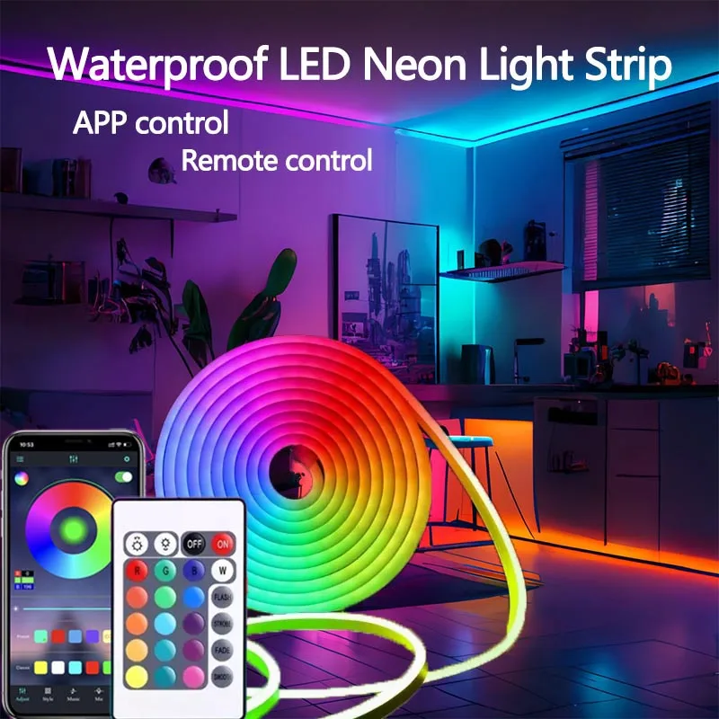 

Smart RGB LED Lights Strip Remote App Control USB Christmas Rope Lights Flexible Silicone Neon Tape for Room Wall Decor 5V 1–5M
