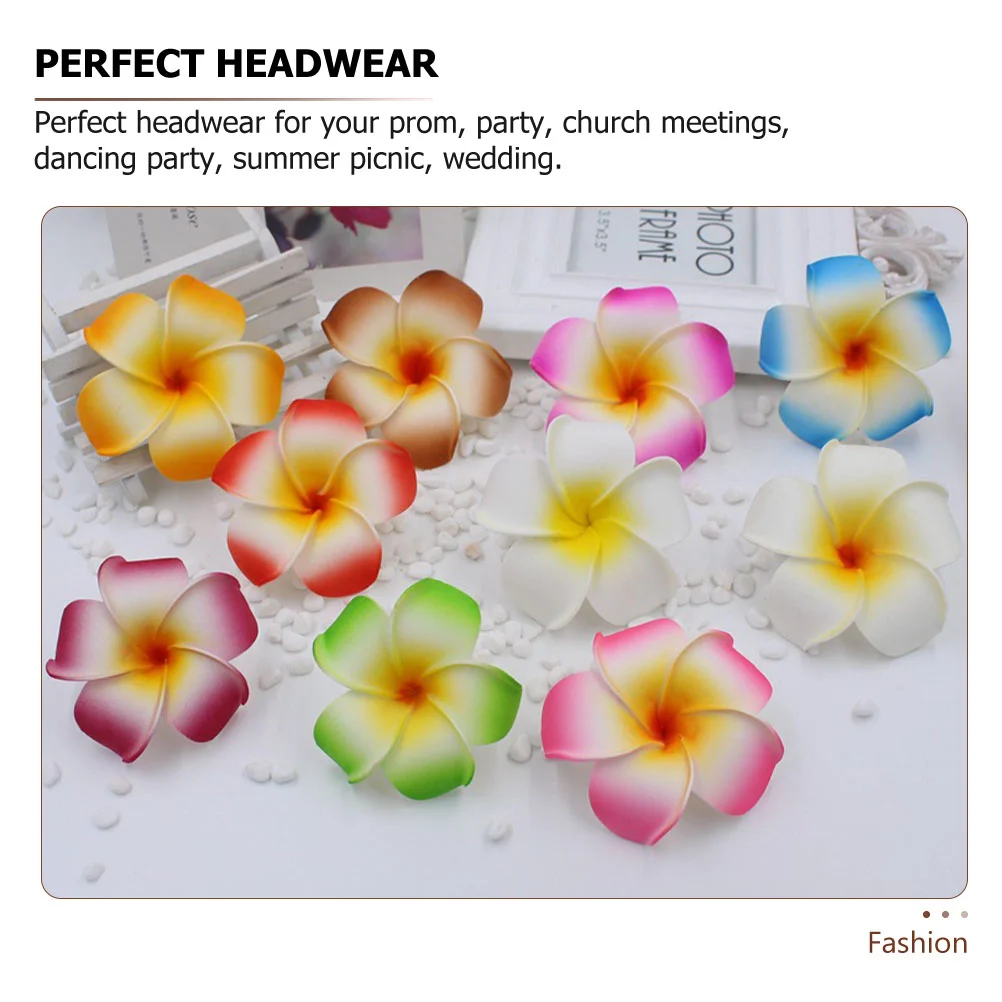 10 Pcs Frangipani Headdress Delicate Hairpins Hawaii Flower Clip Unique Clips Metal Girl Accessory Ornament Eva Women's Pink