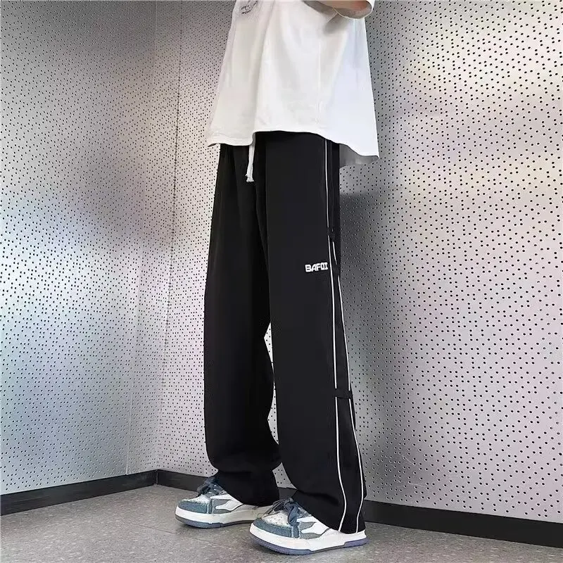 Spring and Autumn Casual Pants Men\'s Summer Thin Style Trendy Brand Straight Pants Loose Trendy Letter Wide Leg Pants