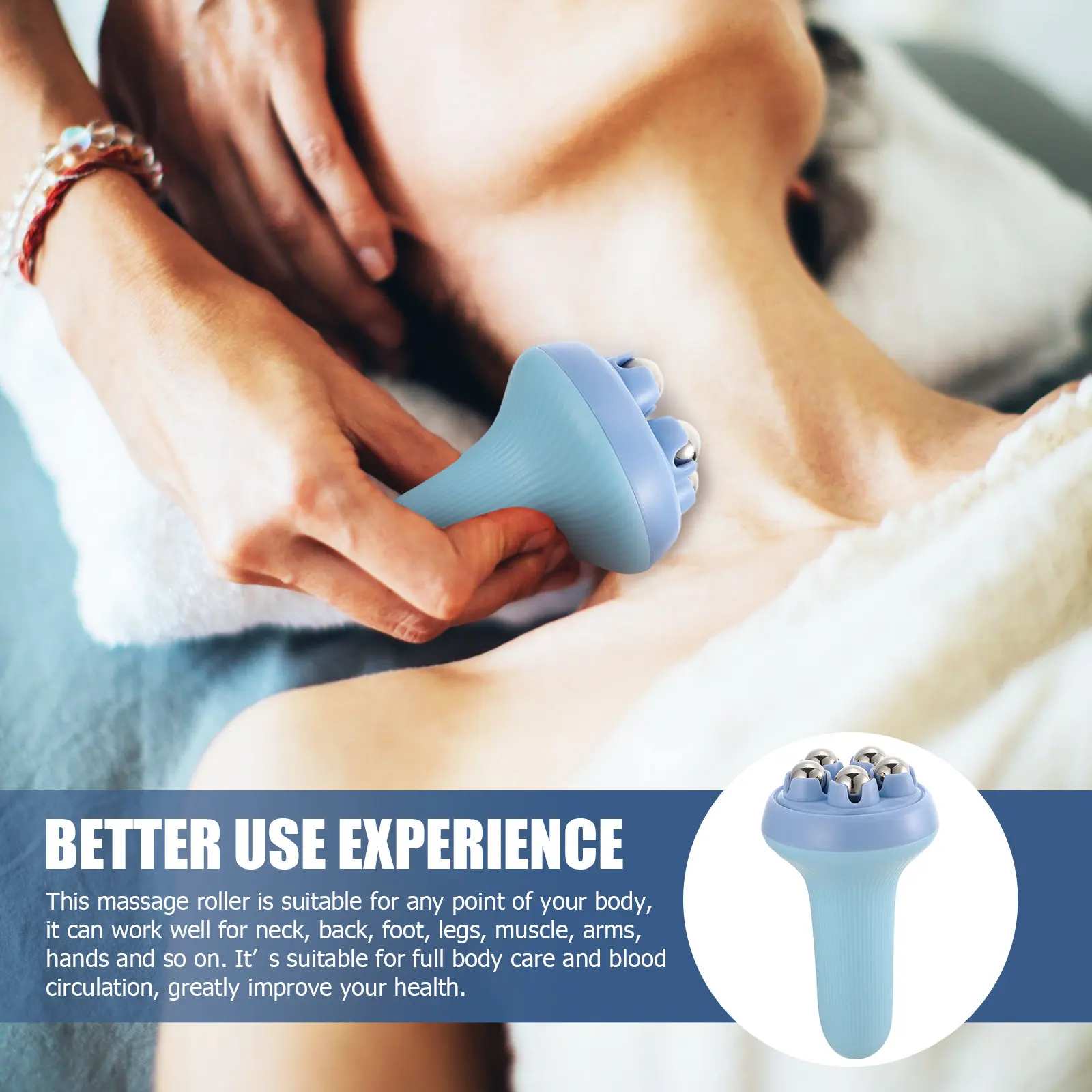 

Массажный ролик для ног со стальными шариками, ручной массажер для шеи, спины, стоп, улучшения кровообращения мышц