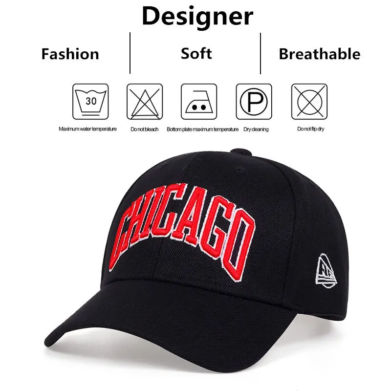 CHICAGO Letter Embroidery Baseball Caps Spring and Autumn Outdoor Adjustable Casual Hats Sunscreen Hat