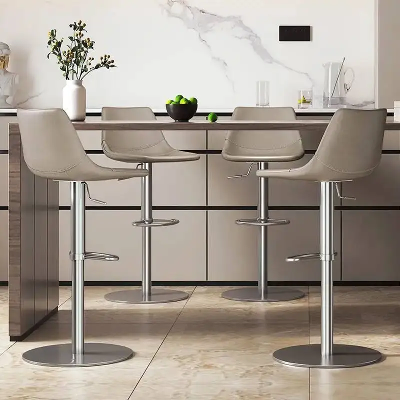 مقعد مرتفع دوار فاخر قابل للتعديل من الشمال الحديث - مقعد مرتفع عالي الساق قابل للتعديل للارتفاع للمنزل بتصميم أنيق #5