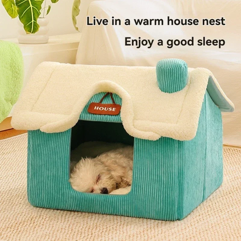 Cat and Dog Warm Winter Kennel Pet Cottage Dog Bed Small to Medium Dog House