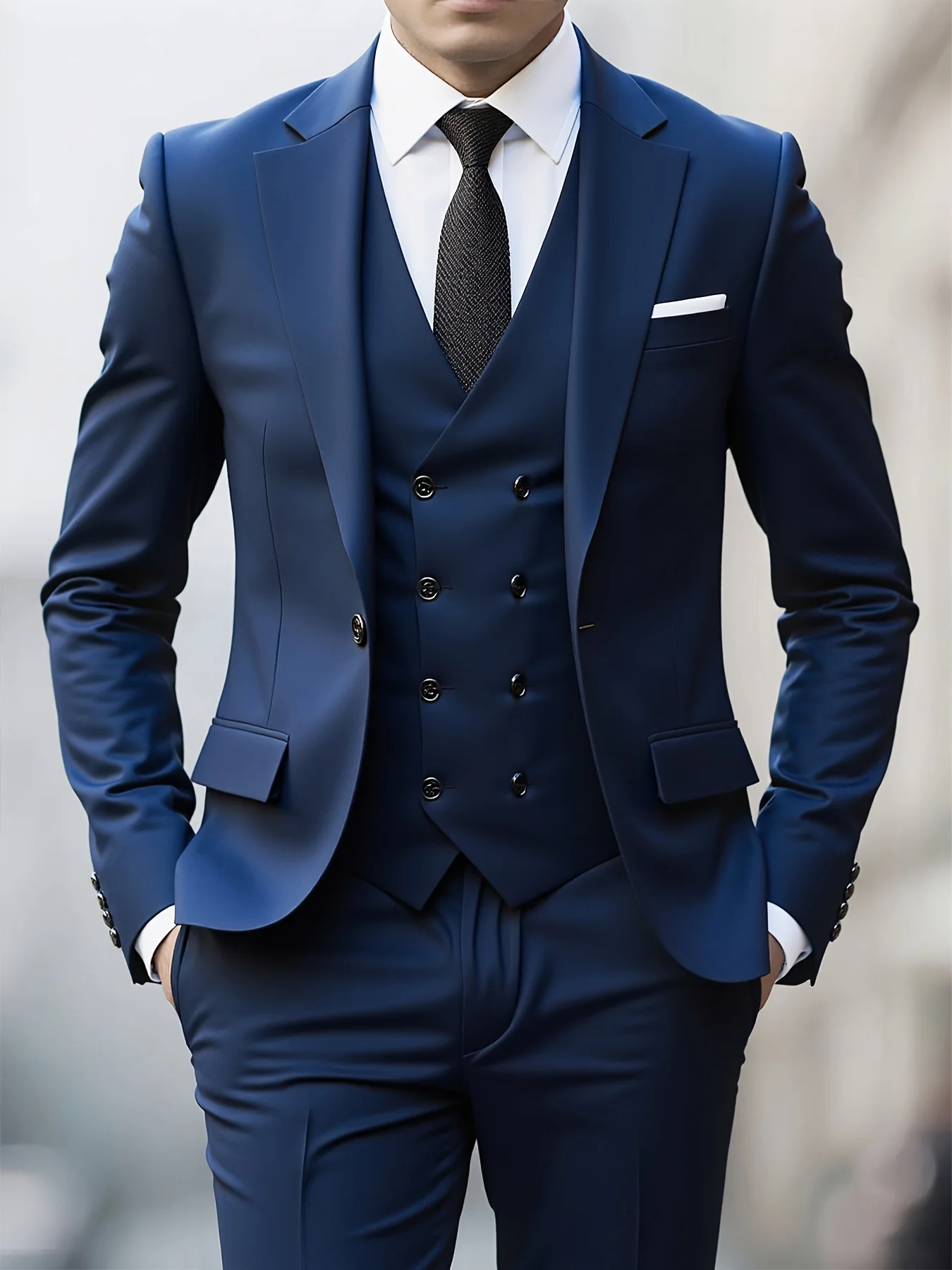 

Мужской костюм-тройка, свадебный наряд, костюм с брюками и жилетом, официальная одежда для важных мероприятий.