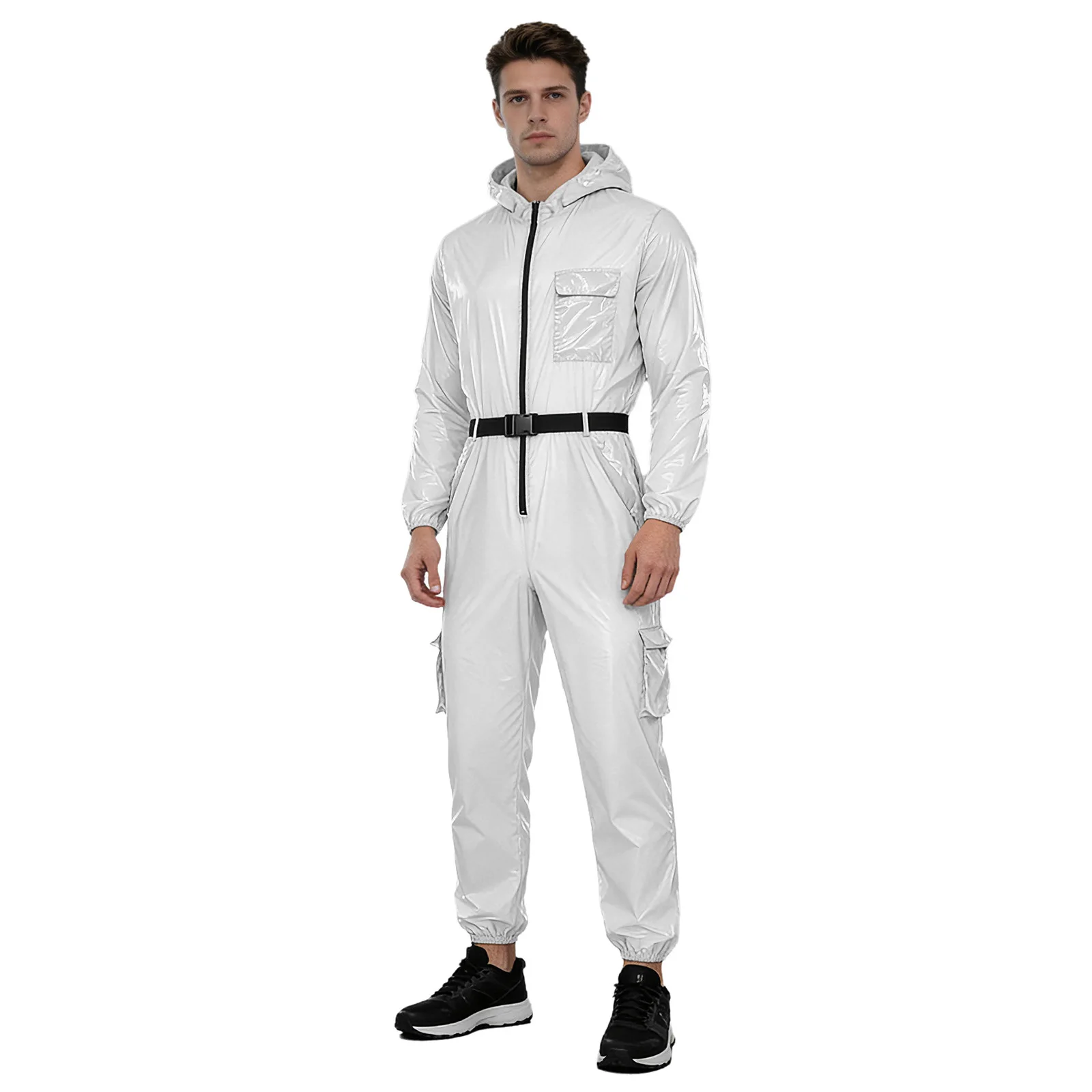 

Мужской водонепроницаемый комбинезон для механиков с длинными рукавами, на молнии спереди, с капюшоном, карманами с клапанами, для производства