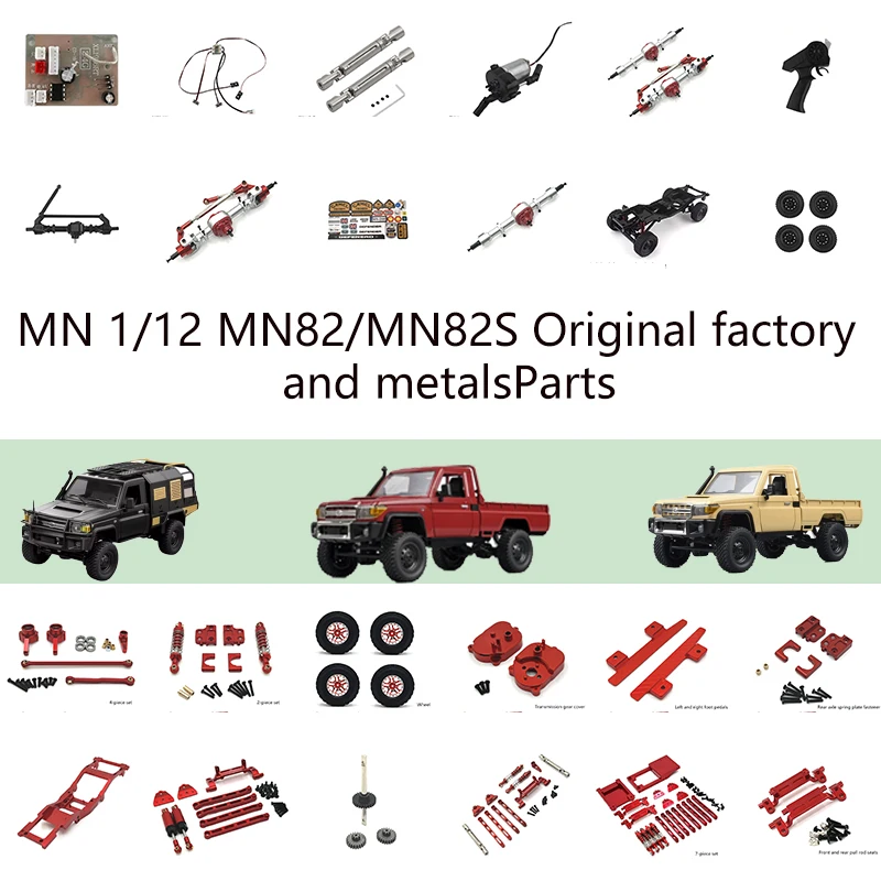 

Metal Upgrade Parts Drive Shaft Bumper Capra Axle 4WD Tires for MN82 MN82S 82PRO 82T 1/12 RC Crawler Car Accessories esc
