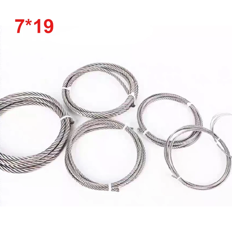 100Meters 2mm Wire 7*19 Shares 304 Stainless Steel Rope Cable Clothesline Soft Fishing Lifting Cable Rustproof