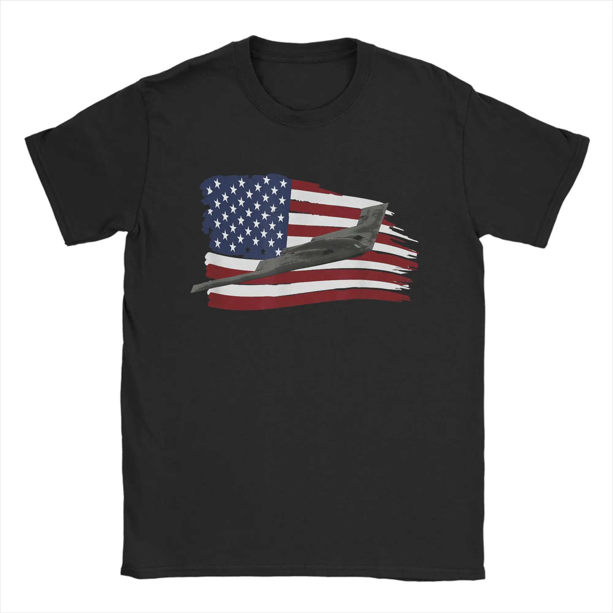 Men's B 2 Spirit Stealth Bomber Jet Plane US Flag T Shirts  100 Cotton Tees Summer T Shirt O-Neck Custom DIY Tshirt Large Size