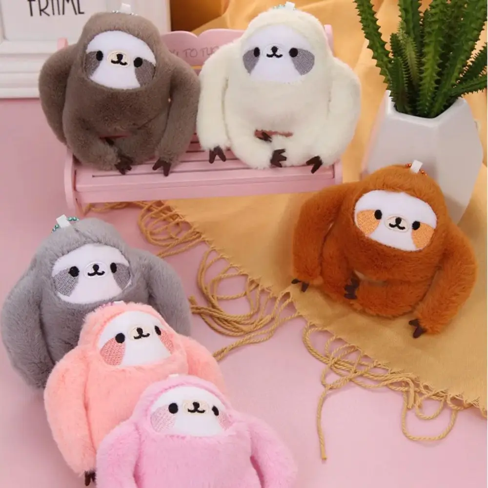 Anti-lost Sloth Plush Keychain Plush Craft Animal Monkey Dolls Trinket Cartoon Sloth Stuffed Pendants Birthday Kids Gift