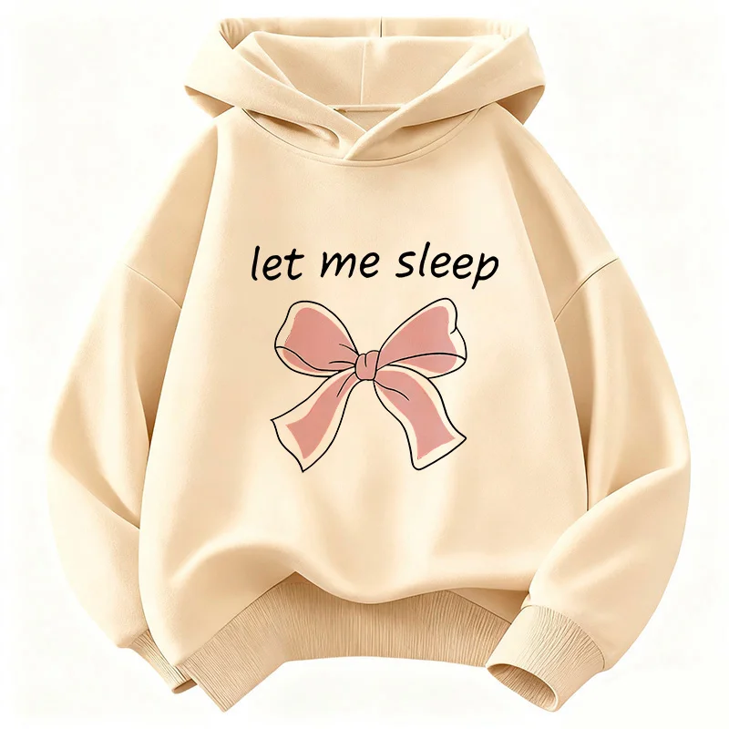 

Детская толстовка с капюшоном и бантом Let Me Sleep для мальчиков и девочек, осенне-зимняя повседневная модель