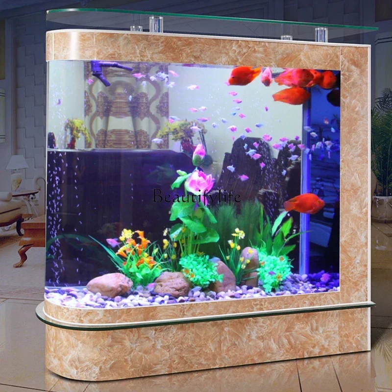 Fish Tank Living Room Large Glass Partition Screens Aquarium Floor