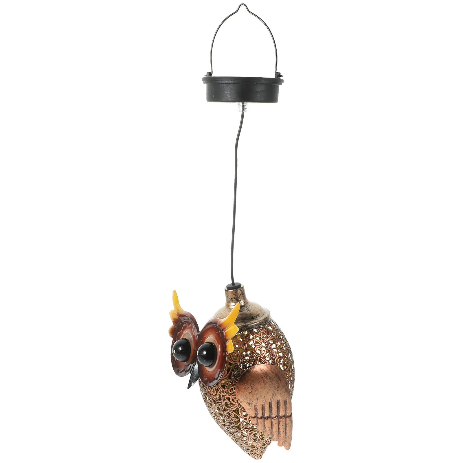 Outdoor Decor Lamp Iron Hollow Hanging Solar Light Lights Lawn Owl Shape Decorative Pendant