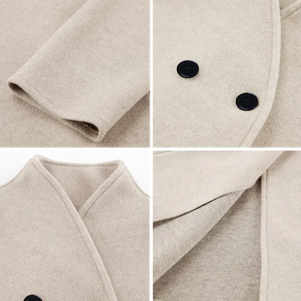 Winter Coat Women's Winter Cropped Wool Coat Double Breasted Dressy Jacket Casual Long Sleeve Peacoat for Fall Cold Weather Lady