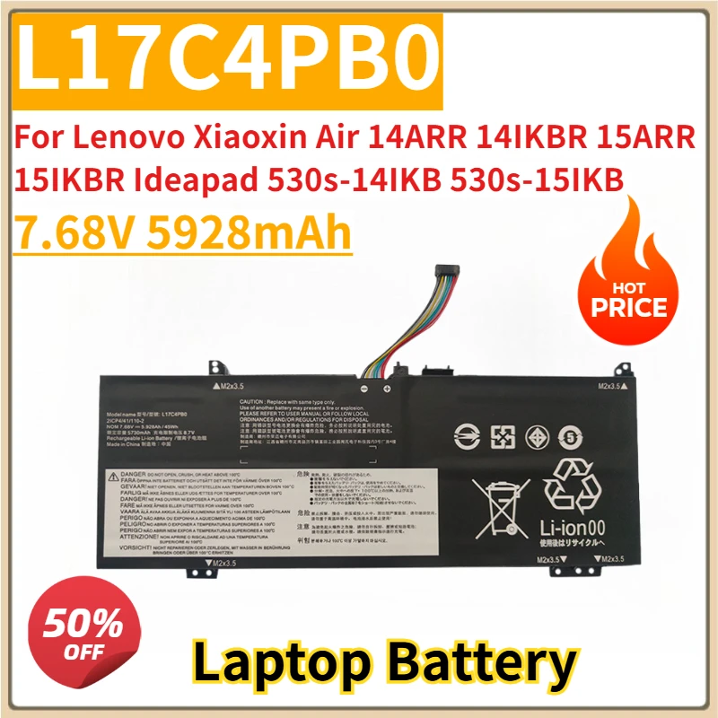 

New Replacement Laptop Battery 5928mAh L17C4PB0 for Lenovo Xiaoxin Air 14ARR 14IKBR 15ARR 15IKBR Ideapad 530s-14IKB 530s-15IKB