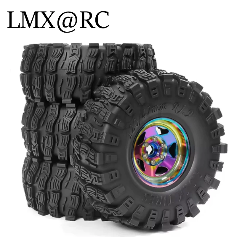 LMX 4 個 120 ミリメートル 1.9 "メタルビードロックホイールリムゴムタイヤセット 1/10 RC クローラー車トラクサス TRX4 RC4WD D90 D110 アキシャル SCX10 MST 用