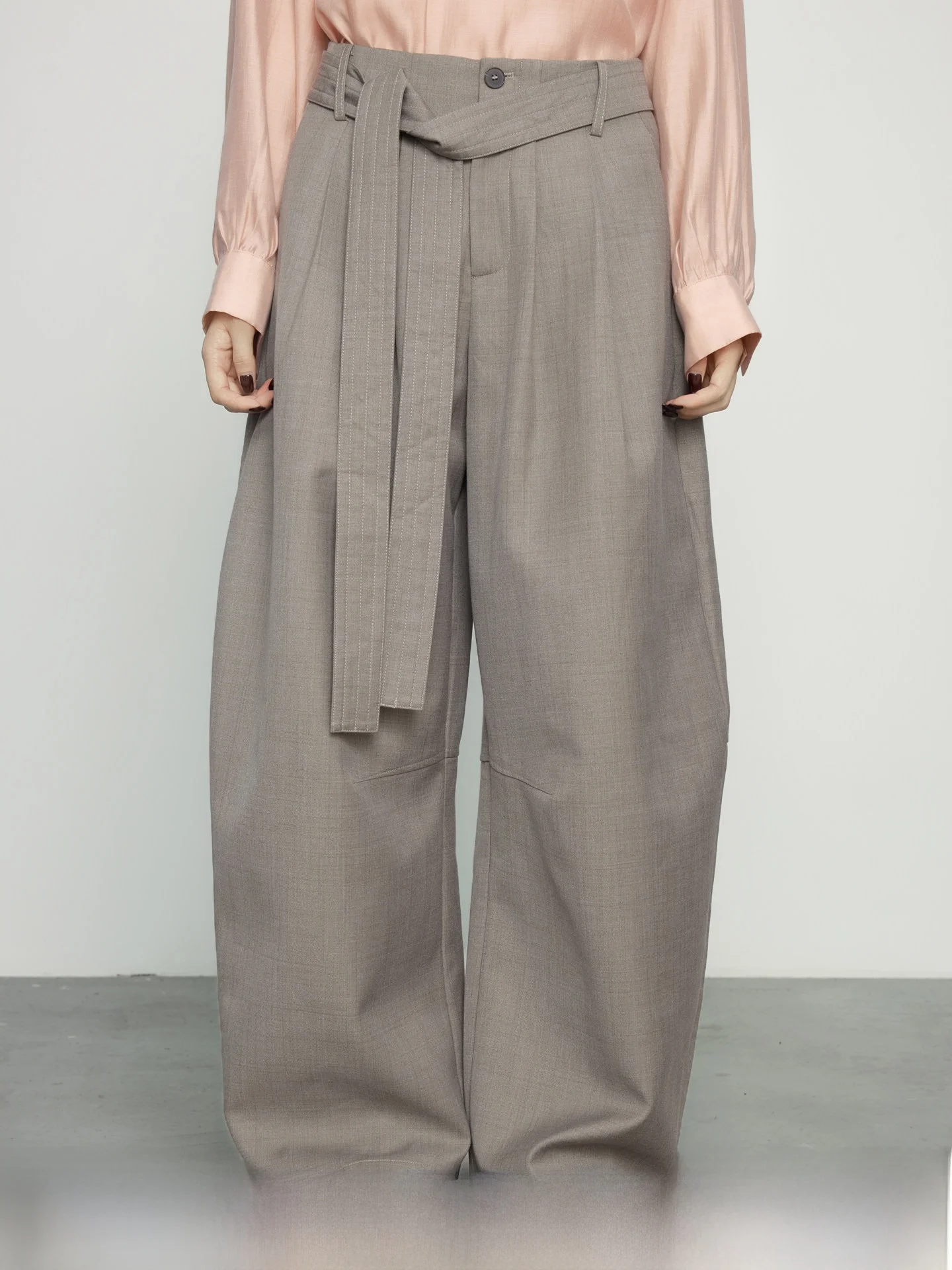 

KEARA High Waist Belted Trousers Wide Leg Pleated Women's Pants 3D Partition Casual Pants for Office And Leisure