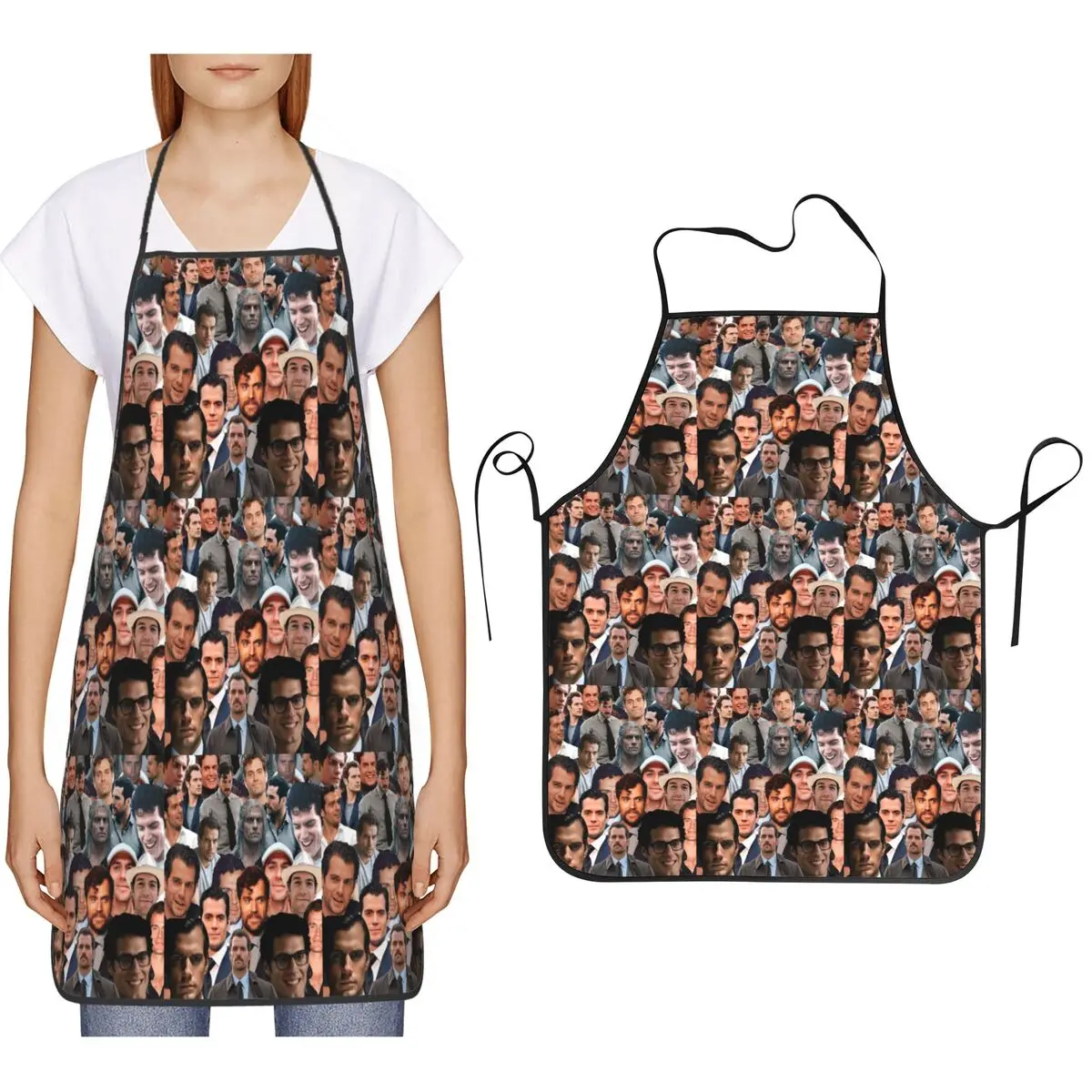Henry Cavill Photo Collage Apron Chef Cooking Baking Tablier Bib Kitchen Cleaning Pinafore for Women Men Gardening
