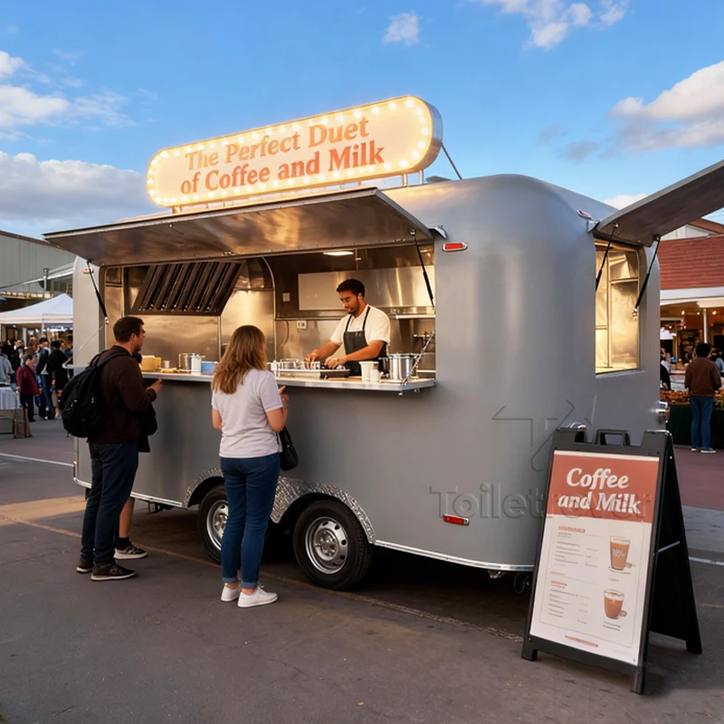

Новый дизайн, передвижной фудтрак из нержавеющей стали, уличный мобильный фудтрак, фудтрак на заказ с полностью оборудованной кухней