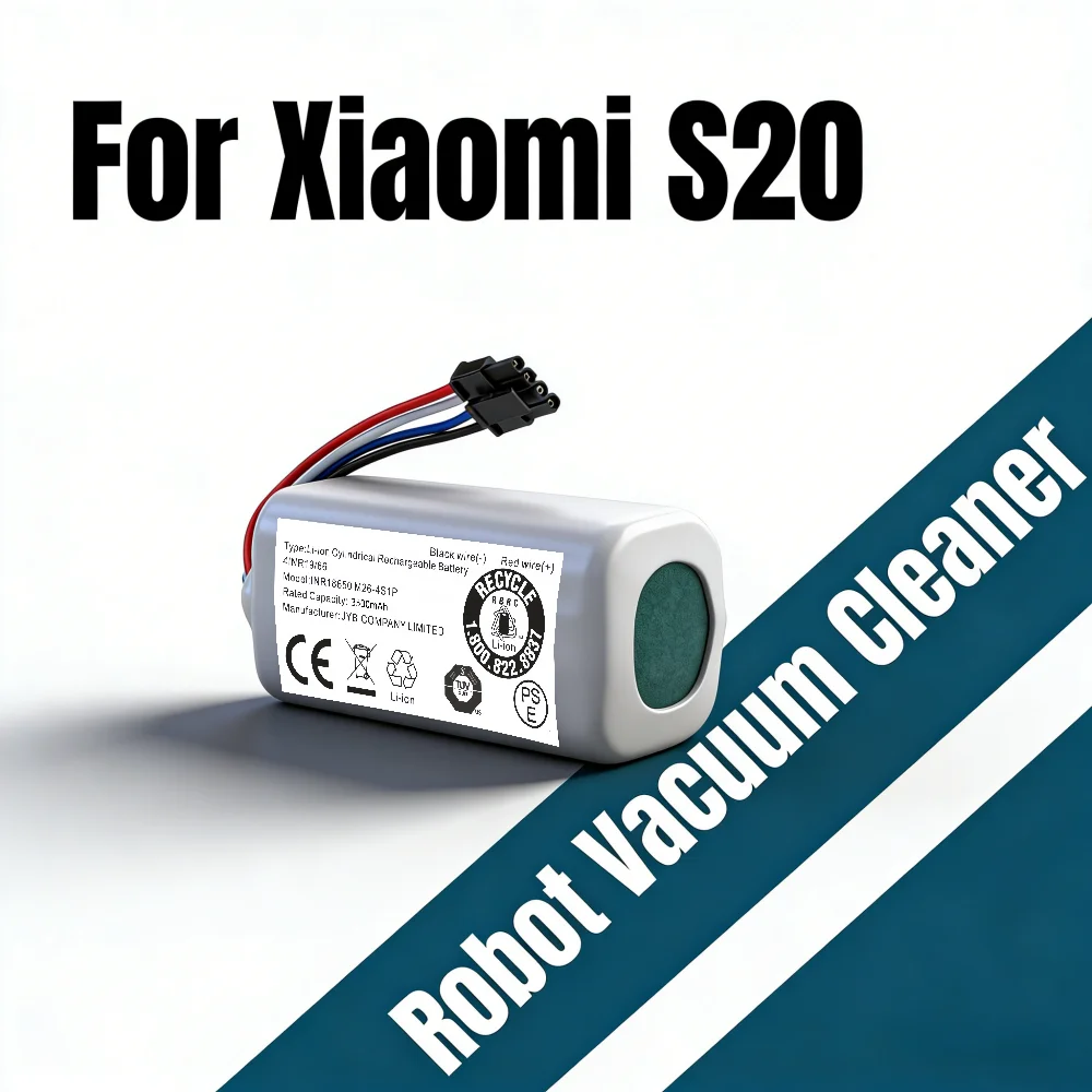 

14.4V 2800mAh/3500mAh Robot Vacuum Cleaner Battery Compatible for Xiaomi S20 Sweeping Robot Battery Parts Replacement