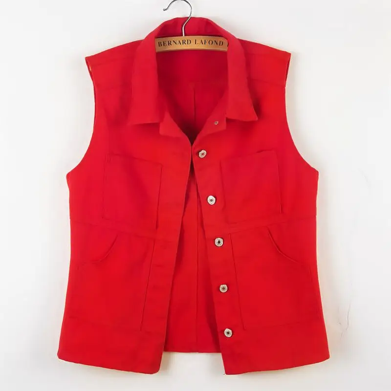 Middle Length Denim Vest Women New Spring Autumn Slim Jeans Vest Jackets Female Casual Sleeveless Waistcoats Cowboy Coat Tops