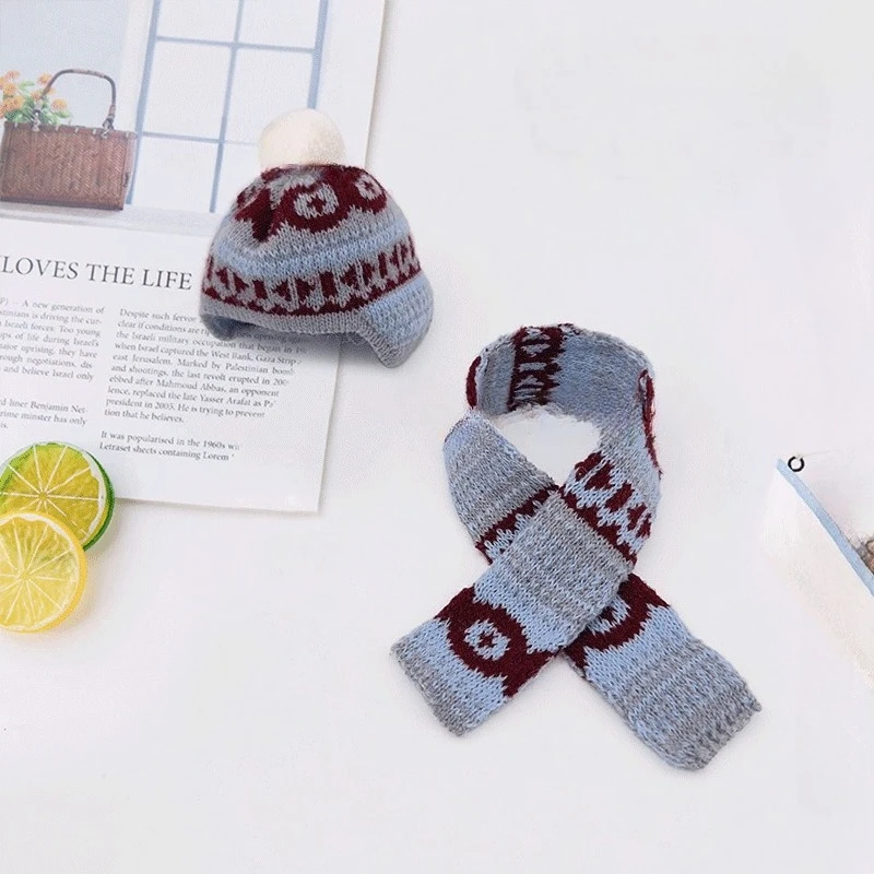 

Scarf and Hat Set Simple and Cute Doll Suitable for Pullebub Peanut Penguin Scarf Decoration Hair Ball Accessories