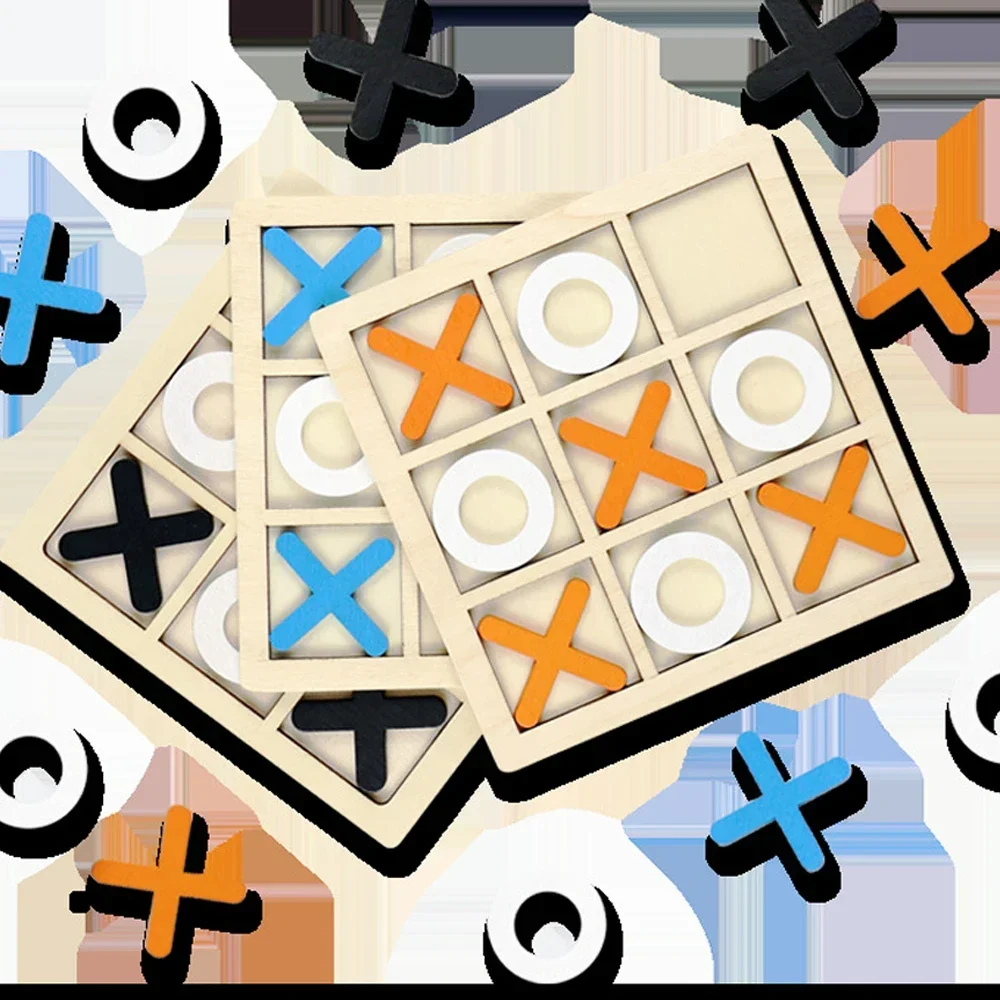 Wooden Xo Tic Tac Toe Game Mini Chess Board Interaction Puzzle Training Montessori Educational Toys Gift For Kids Boy JJ3259