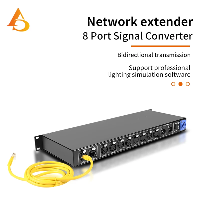 

8-полосный сетевой расширитель Artnet, выход 8x512, 4096 каналов для контроллера освещения Satge Dj Artnet для DMX Node DJ Disco Stage