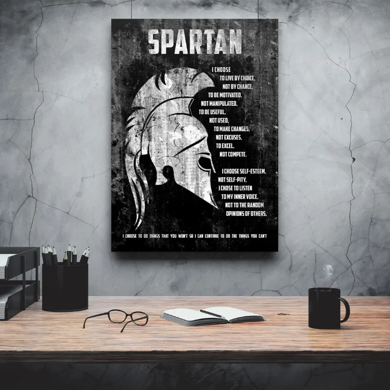 Spartan Warrior Poster I Choose Sparta Men Motivational Quote Canvas Painting Print Wall Art Picture Living Room Home Decor