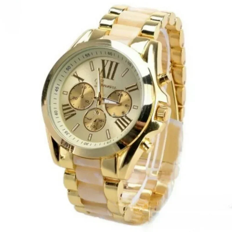 남성용 럭셔리 골드 스틸 쿼츠 시계, 밀리터리 크리스탈, 캐주얼 손목 시계, 라인석 시계