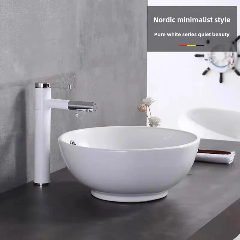 Bathroom washbasin Balcony washbasin Round size two models excluding faucet Sold separately ceramic pedestal washbasin