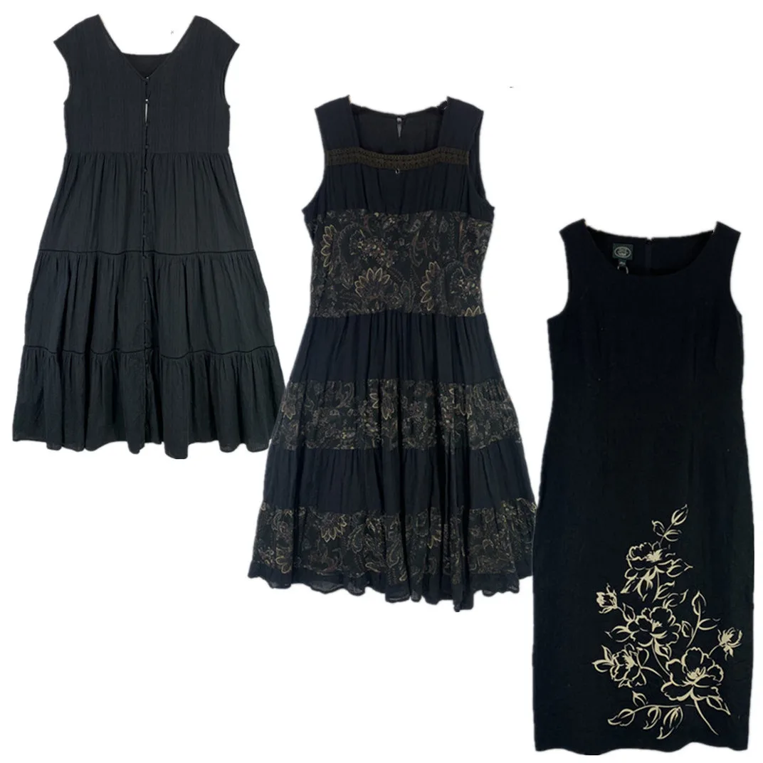 

Retro Dark Style Vest Dress Salt And Sweet Series Midi Black Dress for Girls Summer Season City Commute A-Line Silhouette