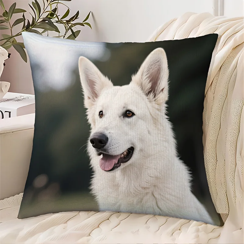 Adorable Dog Portrait Pillowcase Cushion Cover Pet Lover Gift Home Decor Throw Pillow for Puppy Owners