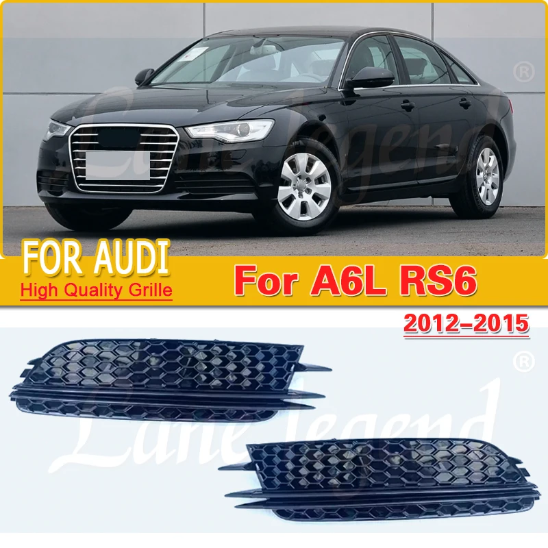 Chrome/Black RS6 Style Car Front Fog Light Grille Cover Trim For Audi A6 C7 Sedan Without ACC 2012 2013 2014 2015 Fog Lamp Grill