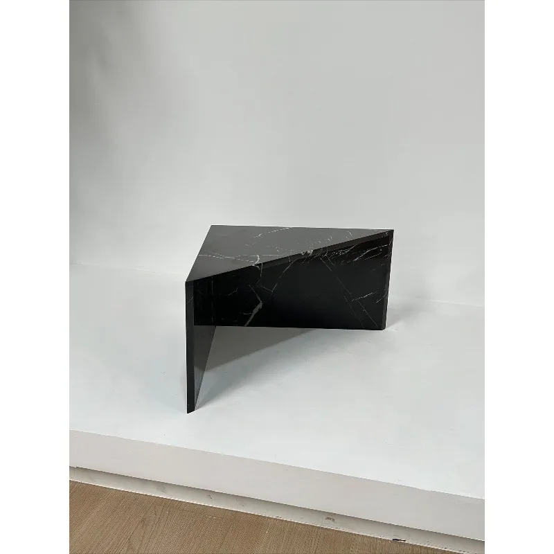 Nordic Light Luxury Triangle Side Table, 100% Natural Marble, Designer for Living Room & Showflat