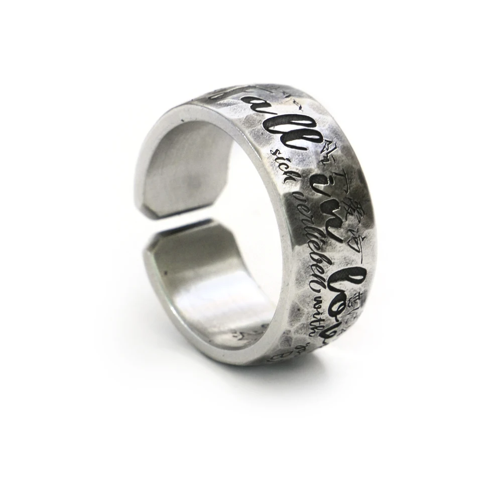 

999 Pure Silver Engraveing 10 Language Fall in love Customize Couple Ring 9Y020