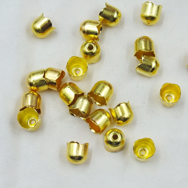 Hot fashion 1000pcs  gold plated findings jewelry bead making crimp beads cord tip cord cap end cap