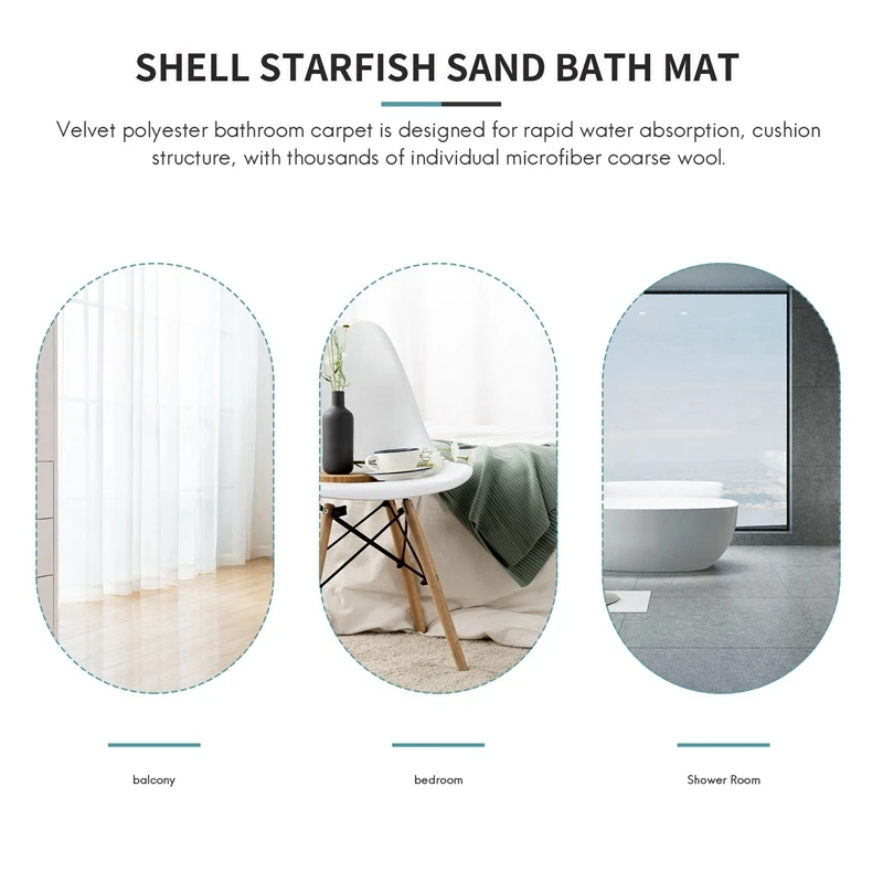 Beach Seashells Starfish Sand Bath Mat Holidays Summer Bathroom Carpet Rug Non-Slip 3 Piece Toilet Mat Set Starfish Floor