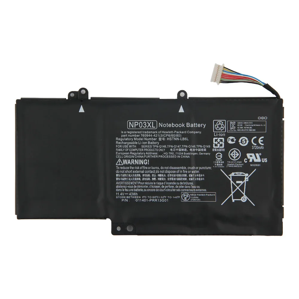 Replacement Battery NP03XL For HP Pavilion X360 13-A010DX HSTNN-LB6L TPN-Q146 15-U493CL 760944-541 Rechargeable Batteries