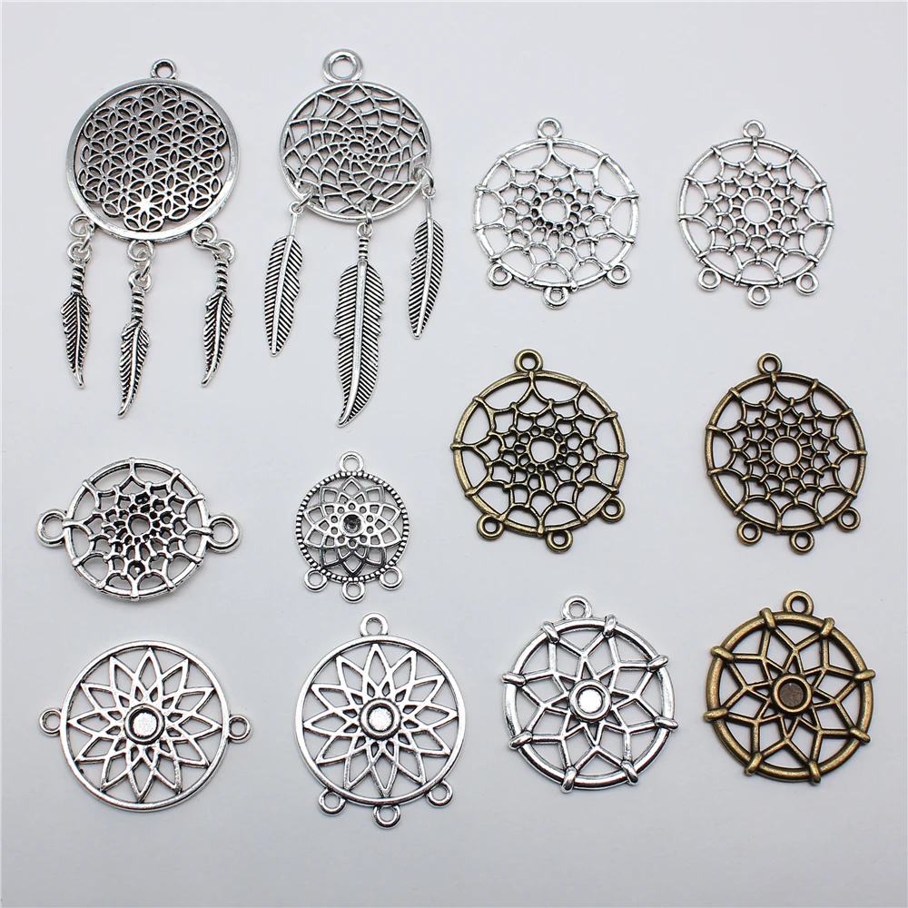 10pcs Dreamcatcher Chams Dream Catcher Pendant Necklaces Earrings Jewelry Making Accessories