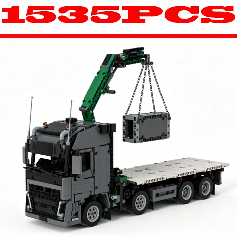 Crane Truck Building Blocks 1535PCS Flatbed Construction Vehicle Technic Bricks No Stickers PDF Manual Toy