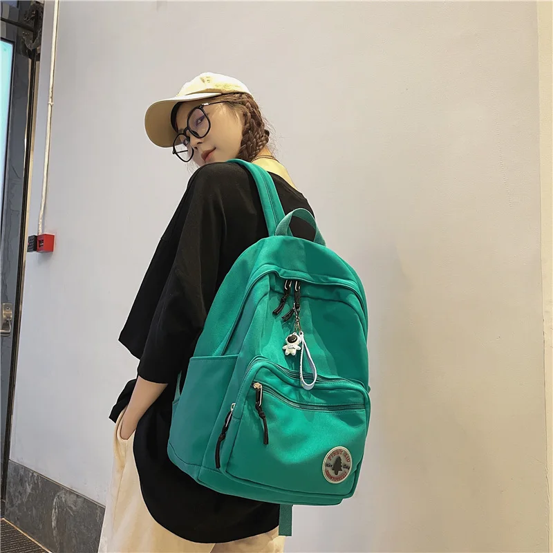 Ragazza tinta unita moda borsa da scuola studente universitario donna zaino Trendy Travel Lady Laptop zaino carino verde nuova borsa femminile