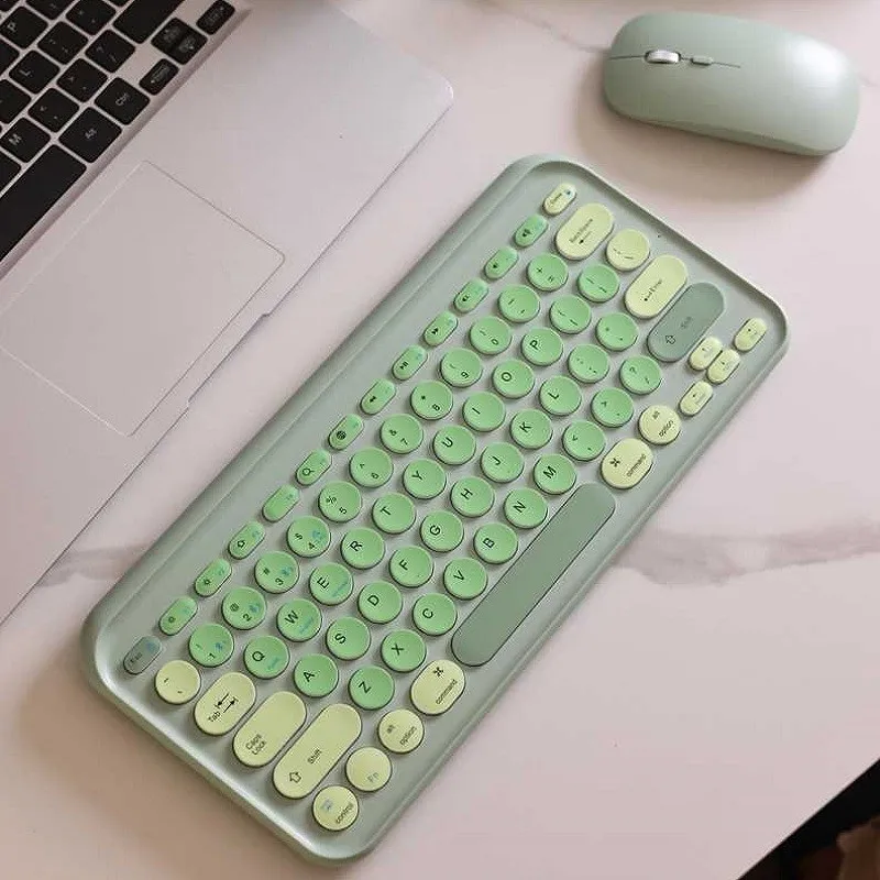 Fruit Green Keyboard Mouse U-disk Set Custom Wireless Folding Tripod Non-slip Keyboard Doul-mode Mouse 16G U-disk for Gift Box