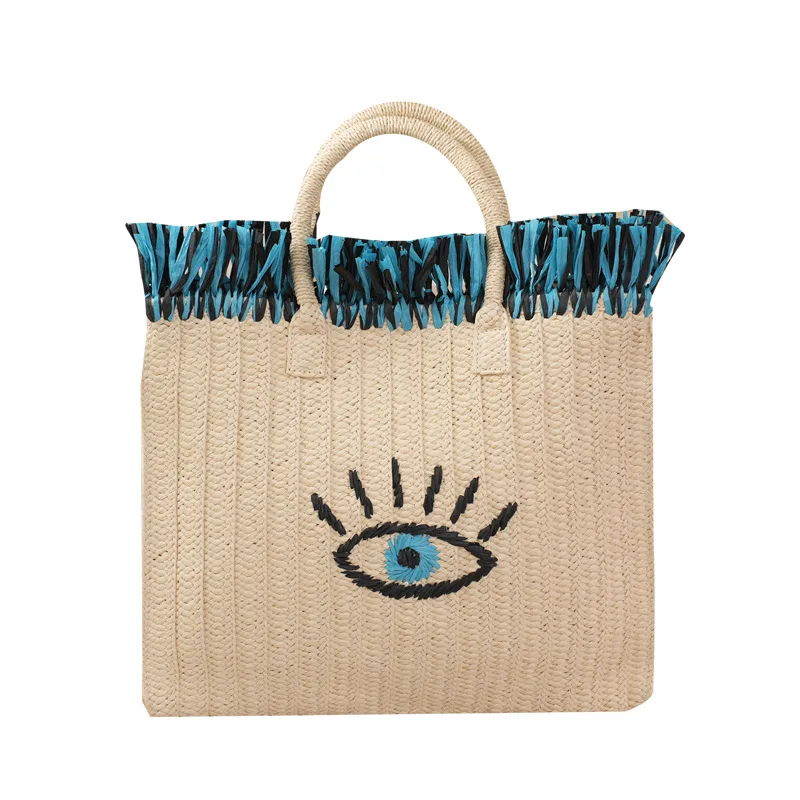 

Natural Jute Straw Tote Bag French Bohemian Style Eco-Friendly Handwoven Shoulder Bag for Beach Summer Daily Use