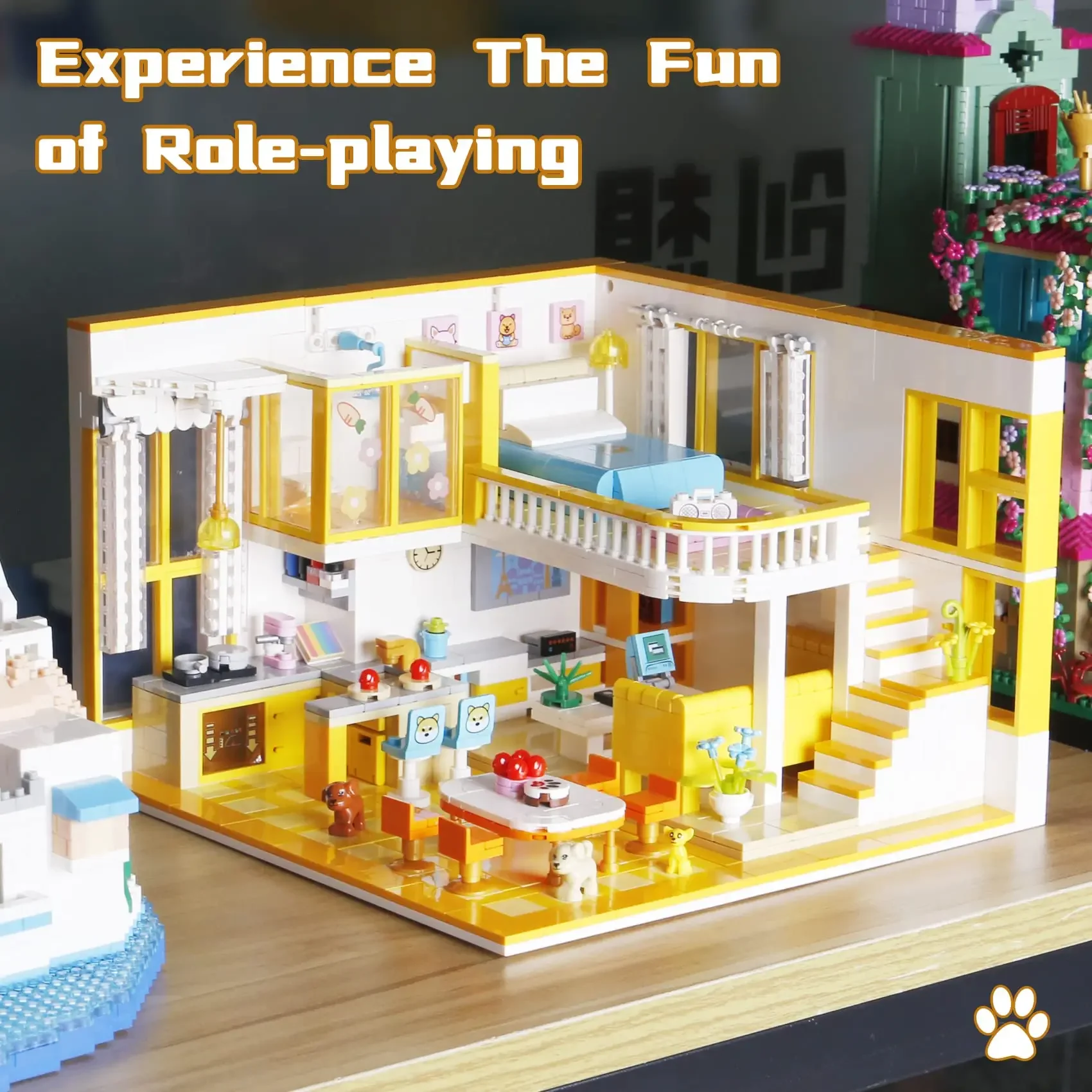 

Charming two-storey miniature house building block set role-play toy creative home décor gift suitable for children and adults