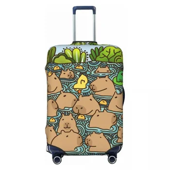 Cubierta de equipaje personalizada de un estanque lleno de Capybara, lindas Fundas protectoras de maleta, traje para 18-32 pulgadas